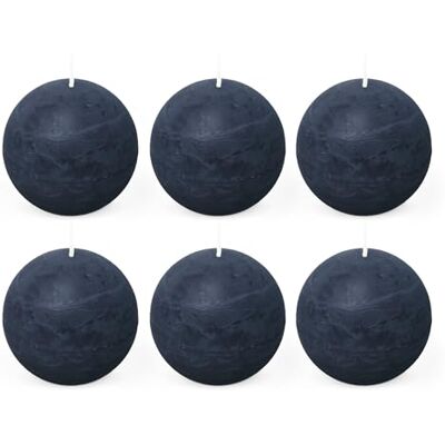 Spaas 6x Bougie Boule Rustique 80 mm 24h bleu foncé Spaas 6x Bougie Boule Rustique 80 mm 24h bleu foncé