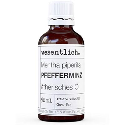 wesentlich. Huile essentielle de menthe poivrée 100% naturelle (bouteille en verre) Pour lampe aromatique et diffuseur (50 ml) wesentlich. Huile essentielle de menthe poivrée 100% naturelle (bouteille en verre) Pour lampe aromatique et diffuseur (50 ml)