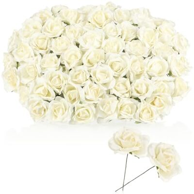 com-four ® 60 fleurs en papier, 10 bouquets avec 6 fleurs chacun roses décoratives blanches pour bricolage couronnes décoration de table mariage com-four ® 60 fleurs en papier, 10 bouquets avec 6 fleurs chacun roses décoratives blanches pour bricolage couronnes décoration de table mariage