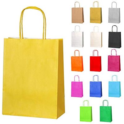 Thepaperbagstore 10 Petite sacs papier Jaunes anses torsadées 18x22x8cm Sacs kraft colorés pour bonbons, cadeaux, mariages, anniversaires, fêtes et événements Thepaperbagstore 10 Petite sacs papier Jaunes anses torsadées 18x22x8cm Sacs kraft colorés pour bonbons, cadeaux, mariages, anniversaires, fêtes et événements