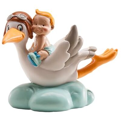 dekora Détails de Baptême, Figure de Décoration de Baptême Garçon Cigogne Volant avec Un Bébé 310112 Bleu dekora Détails de Baptême, Figure de Décoration de Baptême Garçon Cigogne Volant avec Un Bébé 310112 Bleu