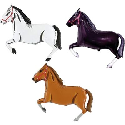 Toyland ® Cheval de 86 cm (34") Lot de 3 ballons aluminium Blanc, marron et noir Ballons de fête pour enfants Toyland ® Cheval de 86 cm (34") Lot de 3 ballons aluminium Blanc, marron et noir Ballons de fête pour enfants