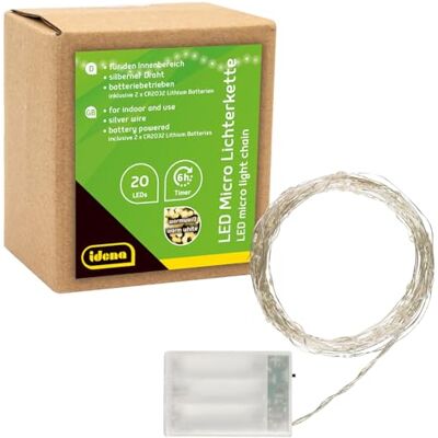 IDENA 31118 - Mini chaîne lumineuse à 20 LED blanc chaud - Intérieur IDENA 31118 - Mini chaîne lumineuse à 20 LED blanc chaud - Intérieur