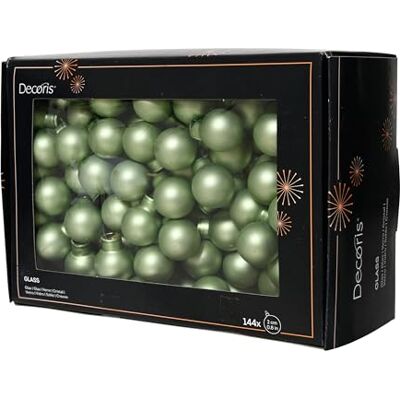 Kaemingk Lot de 144 boules de Noël sur fil de verre, 2 cm, baies miroir, petites boules décoratives, décoration de sapin de Noël et décoration de Noël, vert matcha mat Kaemingk Lot de 144 boules de Noël sur fil de verre, 2 cm, baies miroir, petites boules décoratives, décoration de sapin de Noël et décoration de Noël, vert matcha mat