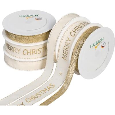 Halbach Seidenbänder Lot de 6 rouleaux de ruban cadeau de Noël de qualité supérieure Ruban décoratif pour emballage cadeau Halbach Seidenbänder Lot de 6 rouleaux de ruban cadeau de Noël de qualité supérieure Ruban décoratif pour emballage cadeau