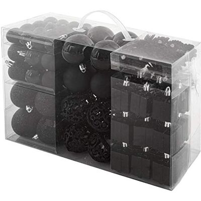 BRUBAKER Boules de Noël & Pointe de Sapin 101 Pièces/Coffret XXL Décoration Arbre de Noël Noir BRUBAKER Boules de Noël & Pointe de Sapin 101 Pièces/Coffret XXL Décoration Arbre de Noël Noir