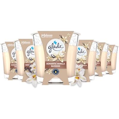 Glade Lot de 6 bougies parfumées en verre Romantic Vanilla Blossom, jusqu'à 27 heures de combustion, 6 x 112 g Glade Lot de 6 bougies parfumées en verre Romantic Vanilla Blossom, jusqu'à 27 heures de combustion, 6 x 112 g