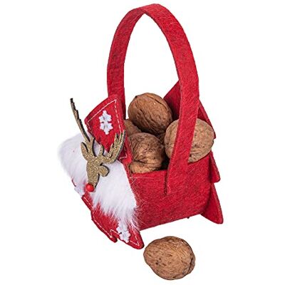 Tivoli Sac d'arbre de Noël rouge avec renne en feutre 11,5 x 7,5 x H 12 cm, Xmas, Medium Tivoli Sac d'arbre de Noël rouge avec renne en feutre 11,5 x 7,5 x H 12 cm, Xmas, Medium