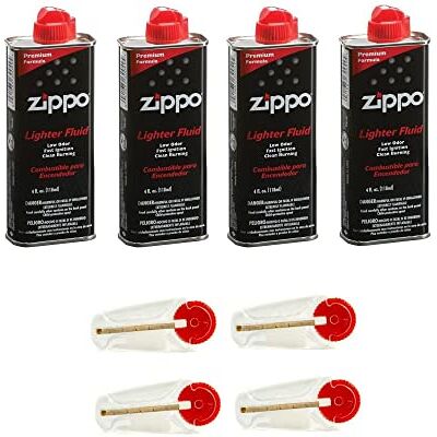 Zippo Lot de 4 bidons d'essence + 4 pierres à briquet Zippo Lot de 4 bidons d'essence + 4 pierres à briquet