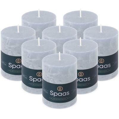 Spaas 8x Bougie Pilier Rustique 70/95 mm 35h bleu clair Spaas 8x Bougie Pilier Rustique 70/95 mm 35h bleu clair
