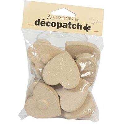 décopatch EV024C Un lot de 12 cœurs aimantés en papier brun mâché 5x5x1 cm décopatch EV024C Un lot de 12 cœurs aimantés en papier brun mâché 5x5x1 cm