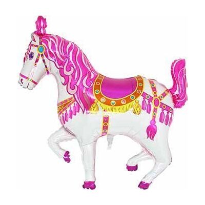Grabo 35 Pouces Rose Circus/Carousel/Cheval de Carnaval en Forme de Ballon de Papier d'aluminium Grabo 35 Pouces Rose Circus/Carousel/Cheval de Carnaval en Forme de Ballon de Papier d'aluminium