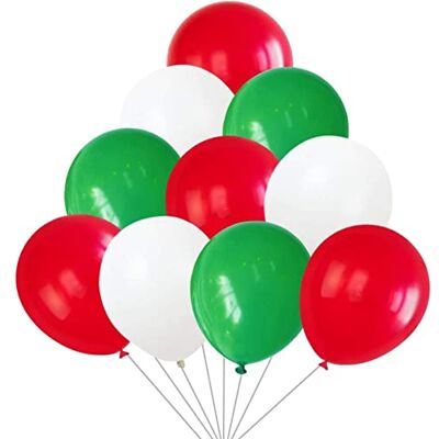 SHATCHI Lot de 25 ballons en latex de 30,5 cm Rouge/blanc/vert Pour supporter l'équipe de football SHATCHI Lot de 25 ballons en latex de 30,5 cm Rouge/blanc/vert Pour supporter l'équipe de football