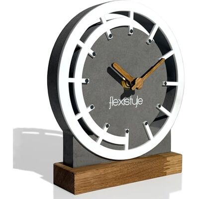 FLEXISTYLE Petite horloge moderne en bois de chêne pour salon, salle de bain (style 7) FLEXISTYLE Petite horloge moderne en bois de chêne pour salon, salle de bain (style 7)