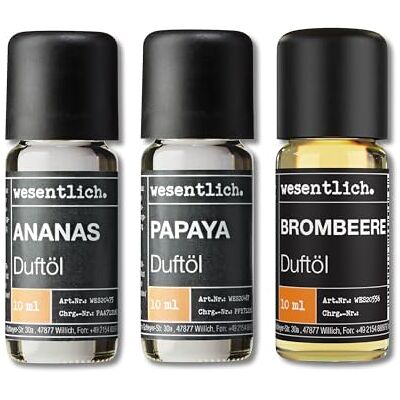 wesentlich. Ensemble d'huiles parfumées Compositions parfumées harmonieuses pour lampe à parfum, diffuseur et bougies mûre, papaye, ananas wesentlich. Ensemble d'huiles parfumées Compositions parfumées harmonieuses pour lampe à parfum, diffuseur et bougies mûre, papaye, ananas