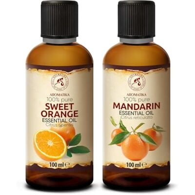 Trust Huile Essentielle d'Orange Douce & de Mandarine 2x100 ml pour Diffuseur Trust Huile Essentielle d'Orange Douce & de Mandarine 2x100 ml pour Diffuseur