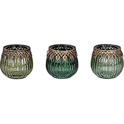 levandeo Lot de 3 photophores orientaux verts, dorés, en verre, style rétro, décoration de table, photophores, en verre levandeo Lot de 3 photophores orientaux verts, dorés, en verre, style rétro, décoration de table, photophores, en verre