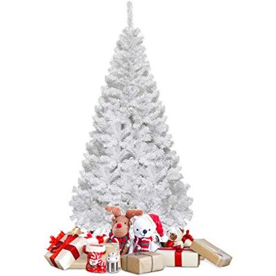COSTWAY Sapin de Noël Artificiel 150 cm avec Pied en Métal, Arbre de Noël Artificiel pour Décoration de Noël Matériau PVC, Blanc (150 cm) COSTWAY Sapin de Noël Artificiel 150 cm avec Pied en Métal, Arbre de Noël Artificiel pour Décoration de Noël Matériau PVC, Blanc (150 cm)