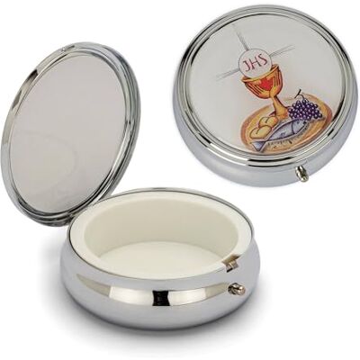 NKlaus Étui métal argent motif calice 6x2cm chapelet hostie petite boîte communion 2544 NKlaus Étui métal argent motif calice 6x2cm chapelet hostie petite boîte communion 2544