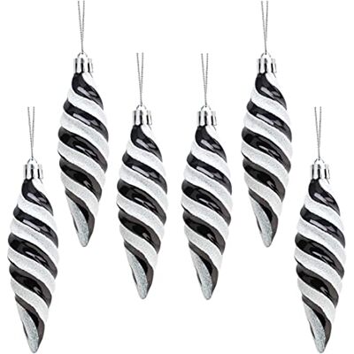 Christmas Concepts ® Lot de 6 grandes boules de Noël en forme de spirale 110 mm Brillantes et pailletées Décorations pour sapin de Noël (noir) Christmas Concepts ® Lot de 6 grandes boules de Noël en forme de spirale 110 mm Brillantes et pailletées Décorations pour sapin de Noël (noir)