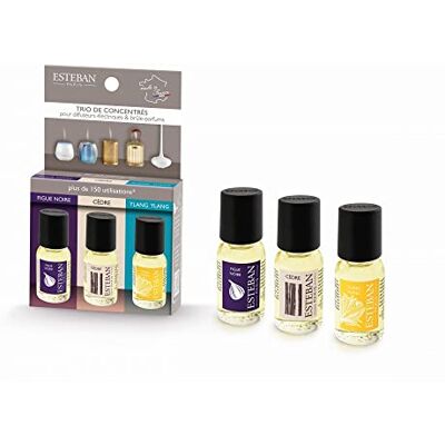 Esteban Sélection Tris de concentrés de Parfum Figue Noire Cedre Ylang Ylang 3 x 15 ML Esteban Sélection Tris de concentrés de Parfum Figue Noire Cedre Ylang Ylang 3 x 15 ML