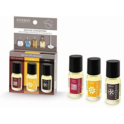 Esteban Sélection Tris de concentrés de Parfum Teck & Tonka Ambre Neroli 3 flacons de 15 ML Esteban Sélection Tris de concentrés de Parfum Teck & Tonka Ambre Neroli 3 flacons de 15 ML