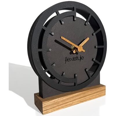 FLEXISTYLE Petite horloge moderne en bois de chêne pour salon, salle de bain (style 6) FLEXISTYLE Petite horloge moderne en bois de chêne pour salon, salle de bain (style 6)