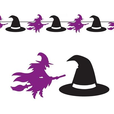FIESTAS GUIRCA Guirlande de sorcières (300 cm) Décoration d'Halloween et de fêtes à thème Idéal pour célébrations et événements Accessoire de décoration Violet et noir FIESTAS GUIRCA Guirlande de sorcières (300 cm) Décoration d'Halloween et de fêtes à thème Idéal pour célébrations et événements Accessoire de décoration Violet et noir