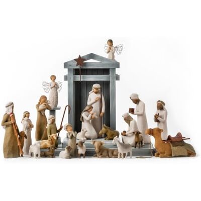 Willow Tree Nativity Premier Plus Lot de 24 figurines sculptées Bergers, animaux et anges Willow Tree Nativity Premier Plus Lot de 24 figurines sculptées Bergers, animaux et anges