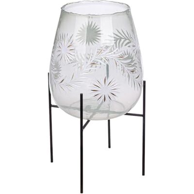 GILDE Photophore Diore en verre Design floral Transparent Hauteur 50 cm x Ø 24 cm Bougeoir GILDE Photophore Diore en verre Design floral Transparent Hauteur 50 cm x Ø 24 cm Bougeoir