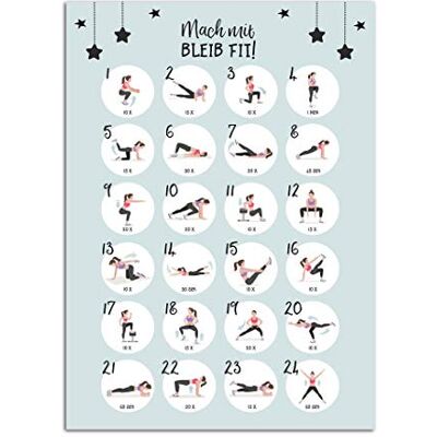 Nastami Poster de fitness DIN A3 W exercices de sport Nastami Poster de fitness DIN A3 W exercices de sport