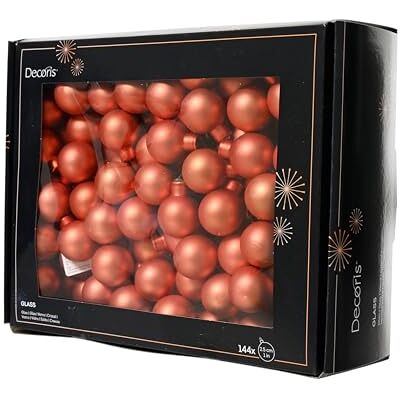 Kaemingk Lot de 144 boules de Noël sur fil de verre 2,5 cm Baies en miroir mat Petites boules décoratives Décoration de Noël et de Noël Orange chaud Kaemingk Lot de 144 boules de Noël sur fil de verre 2,5 cm Baies en miroir mat Petites boules décoratives Décoration de Noël et de Noël Orange chaud