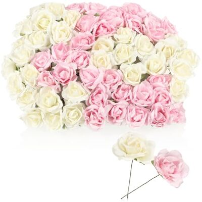 com-four ® 60 fleurs en papier, 10 bouquets avec 6 fleurs chacun roses décoratives blanches et roses pour bricolage couronnes décoration de table mariage com-four ® 60 fleurs en papier, 10 bouquets avec 6 fleurs chacun roses décoratives blanches et roses pour bricolage couronnes décoration de table mariage