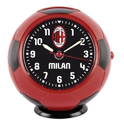 Seven A.C.Milan Réveil à quartz avec mouvement continu, produit officiel, football, idée cadeau pour enfants et adultes Seven A.C.Milan Réveil à quartz avec mouvement continu, produit officiel, football, idée cadeau pour enfants et adultes