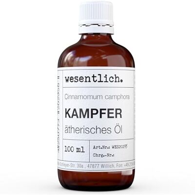 wesentlich. Huile essentielle de camphre – 100 % naturelle (bouteille en verre) – entre autres pour lampe aromatique et diffuseur (100 ml) wesentlich. Huile essentielle de camphre – 100 % naturelle (bouteille en verre) – entre autres pour lampe aromatique et diffuseur (100 ml)