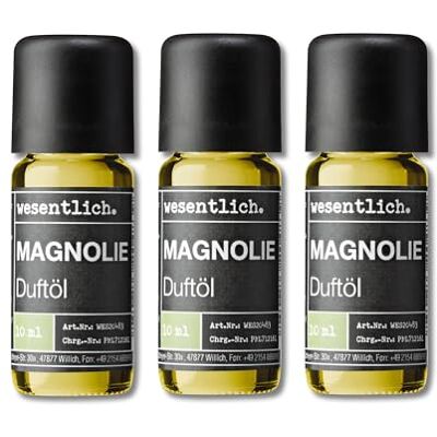 wesentlich. Lot de 3 huiles parfumées Compositions harmonieuses pour lampe à parfum, diffuseur et bougies Magnolia wesentlich. Lot de 3 huiles parfumées Compositions harmonieuses pour lampe à parfum, diffuseur et bougies Magnolia
