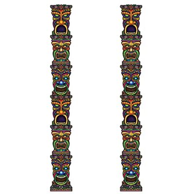 Beistle S50467AZ2 Lot de 2 piquets Tiki Totem articulés Multicolore Beistle S50467AZ2 Lot de 2 piquets Tiki Totem articulés Multicolore