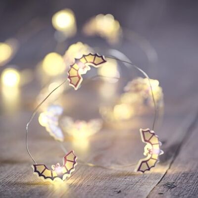 Lights4fun Guirlande lumineuse micro LED avec 20 chauves-souris, citrouille lumière blanche chaude à piles, minuteur, éclairage décoratif pour fêtes 1,9 m Lights4fun Guirlande lumineuse micro LED avec 20 chauves-souris, citrouille lumière blanche chaude à piles, minuteur, éclairage décoratif pour fêtes 1,9 m