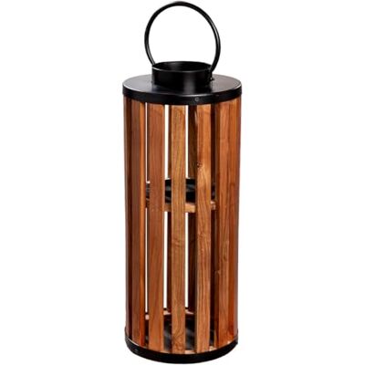 GILDE Photophore Ambia en bois Cylindrique Hauteur 55 cm x Ø 24 cm Marron/noir Lanterne GILDE Photophore Ambia en bois Cylindrique Hauteur 55 cm x Ø 24 cm Marron/noir Lanterne