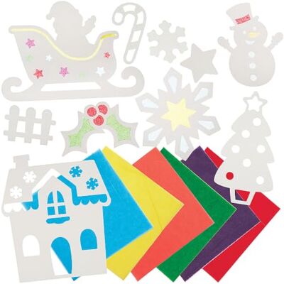Baker Ross FN633 Kit de décorations de fenêtre sur le thème de Noël – Lot de 30, décorations festives à coller, parfaites pour les bricolages de Noël Baker Ross FN633 Kit de décorations de fenêtre sur le thème de Noël – Lot de 30, décorations festives à coller, parfaites pour les bricolages de Noël