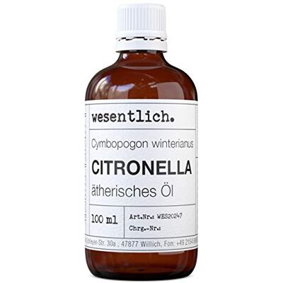 wesentlich. Huile essentielle de citronnelle 100 % naturelle (bouteille en verre) pour lampe aromatique et diffuseur 100 ml wesentlich. Huile essentielle de citronnelle 100 % naturelle (bouteille en verre) pour lampe aromatique et diffuseur 100 ml