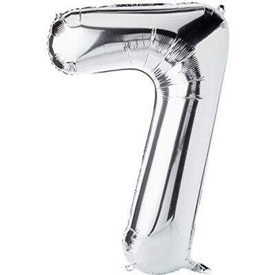 Unique Grand ballon en aluminium argenté en forme de chiffre 7 (86 cm) – Idéal pour les fêtes d'anniversaire et les événements spéciaux Unique Grand ballon en aluminium argenté en forme de chiffre 7 (86 cm) – Idéal pour les fêtes d'anniversaire et les événements spéciaux