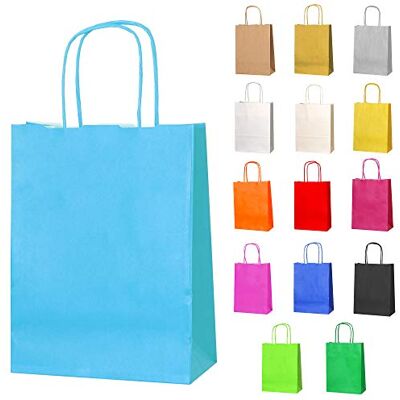 Thepaperbagstore 15 Petite sacs papier Bleu Clair anses torsadées 18x22x8cm Sacs kraft colorés pour bonbons, cadeaux, mariages, anniversaires, fêtes et événements Thepaperbagstore 15 Petite sacs papier Bleu Clair anses torsadées 18x22x8cm Sacs kraft colorés pour bonbons, cadeaux, mariages, anniversaires, fêtes et événements