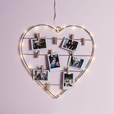 Lights4fun Coeur Lumineux à Micro LED Blanc Chaud avec Pinces Lights4fun Coeur Lumineux à Micro LED Blanc Chaud avec Pinces