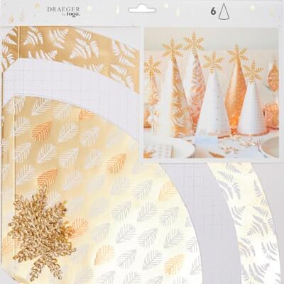 Draeger Kit Déco de table - Cônes - Blanc et doré - 6 pcs - Kit de Décoration Festive Draeger Kit Déco de table - Cônes - Blanc et doré - 6 pcs - Kit de Décoration Festive