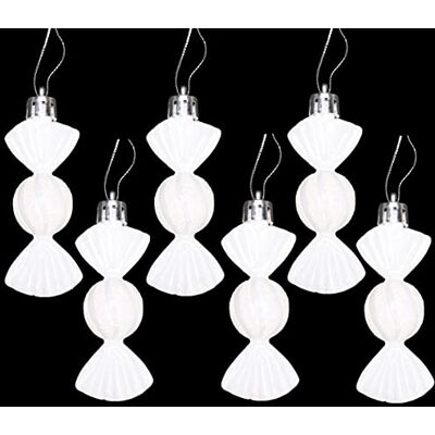 Christmas Concepts ® Lot de 6-8 cm mini boules de Noël en forme de bonbons Brillantes et pailletées Décorations pour sapin de Noël (Blanc) Christmas Concepts ® Lot de 6-8 cm mini boules de Noël en forme de bonbons Brillantes et pailletées Décorations pour sapin de Noël (Blanc)
