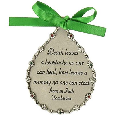 ART CO519 Décoration commémorative en forme de larme Motif feuilles de la mort 6 cm ART CO519 Décoration commémorative en forme de larme Motif feuilles de la mort 6 cm