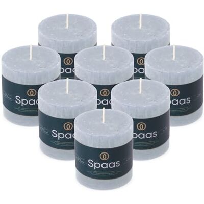 Spaas 8x Bougie Pilier Rustique 70/70 mm 25h bleu clair Spaas 8x Bougie Pilier Rustique 70/70 mm 25h bleu clair