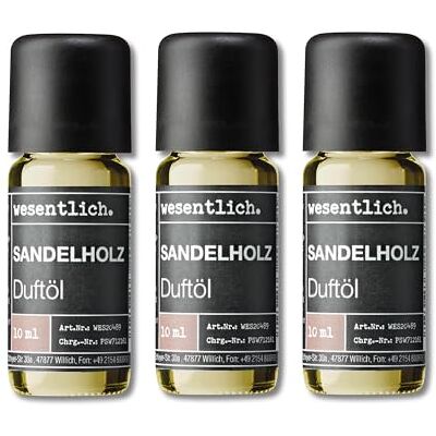 wesentlich. Lot de 3 huiles parfumées Compositions harmonieuses pour lampe à parfum, diffuseur et bougies Bois de santal wesentlich. Lot de 3 huiles parfumées Compositions harmonieuses pour lampe à parfum, diffuseur et bougies Bois de santal