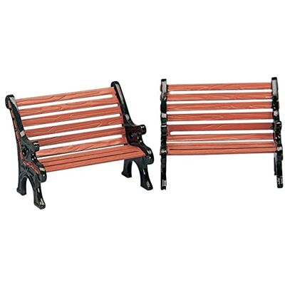 Lemax Lot de 2 bancs de parc pour village de Noël plastique marron 3,5x9x3,5 cm Lemax Lot de 2 bancs de parc pour village de Noël plastique marron 3,5x9x3,5 cm